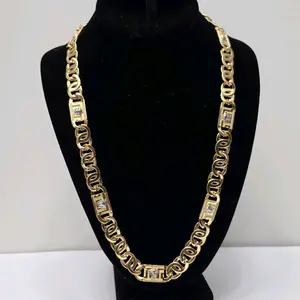 #479. 18K Gold Plated 2 Tone 24" Thick Long Necklace  For Men and women. Unique,  High quality,  Water Resistant,  Hypoallergenic,  Nickel Free, Every day, Party, Gift idea .