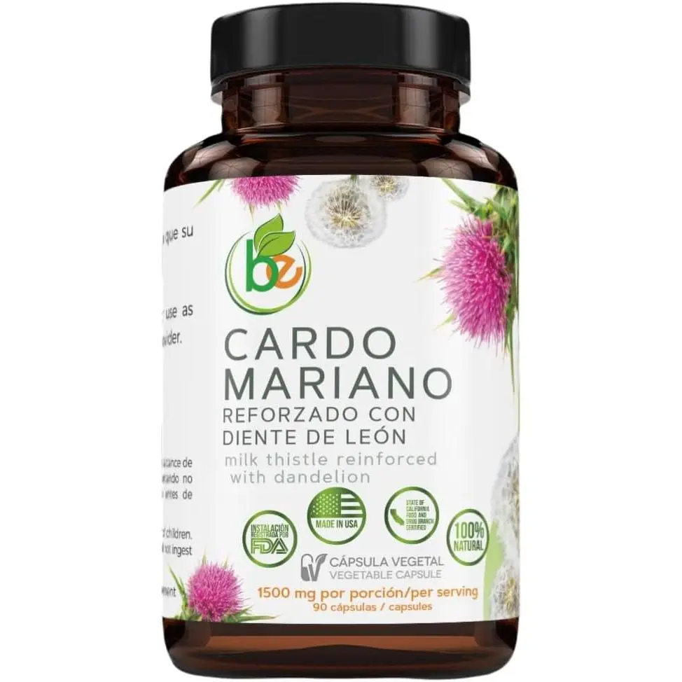 Cardo Mariano reforzado con diente Leon (Milk Thistle Reinforced w/Dandelion) 90 Vegetable Capsule 1500 mg per Serving, Root Liver Health Support, Antioxidant Support,100% Natural, Made by BexpertsUSA