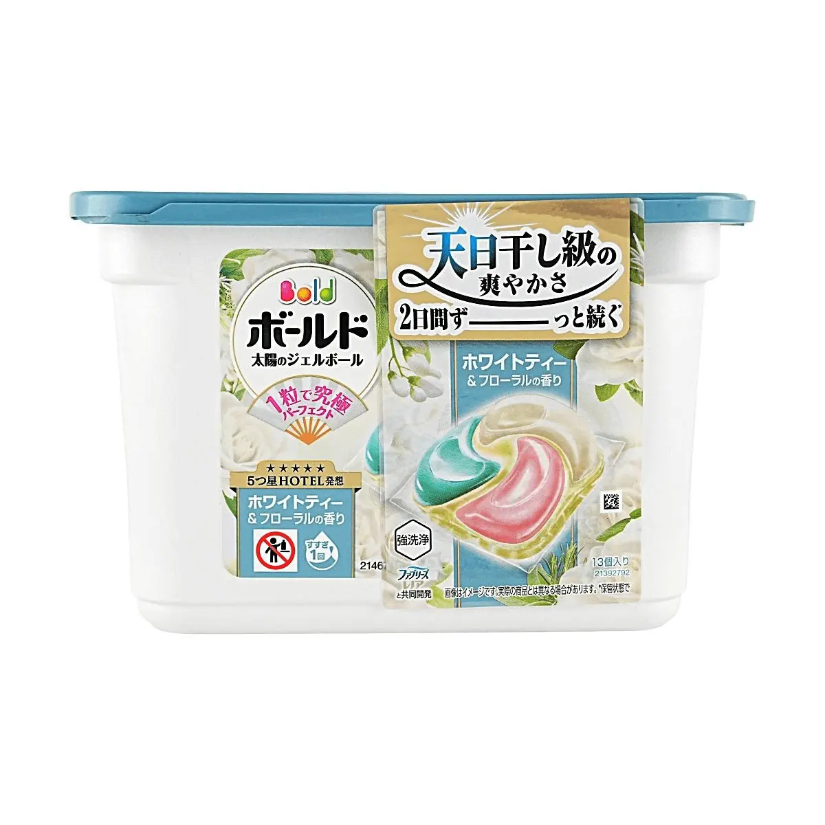 P&G Japan Bold Laundry Detergent Pods - White Tea Blossom Scent, 4-in-1 Power, 13 Count - Stain Removal, Fabric Softening, Long-Lasting Fragrance