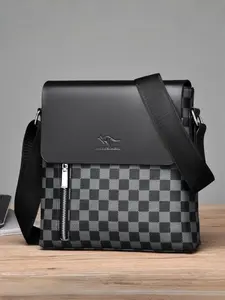 Large Men's Shoulder Crossbody Bag, Plaid Pattern, Waterproof Durable Fabric, Stylish and Practical Accessory for Daily Use, Casual Fashion Bag