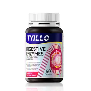 TYILLO Digestive Enzymes with Prebiotics & Probiotics 60 Capsules – Digestion Support & Flatulence Relief for Better Gut Health