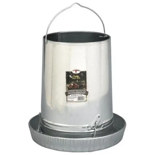 212 MAIN 14in. Galvanized Steel Hanging Poultry Feeder Tube 914043, Rolled Edges, 14in. Feeder Pan, 30 lbs. Capacity for Chicken & Game Birds