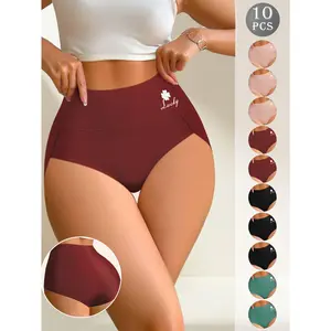 QUASTI 10 Pack Women's Comfortable Basic Underwear, Soft Breathable Panties, Lightweight Daily Briefs, Simple & Elegant Girls Essentials, Mix Colors, S-XXL