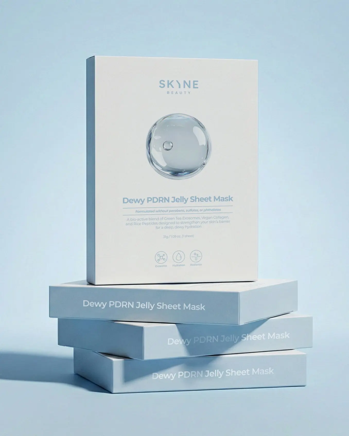 Skyne Beauty Dewy PDRN Jelly Sheet Mask – K-Beauty Hydration Boost, Suitable for Sensitive Skin, 5 Pack
