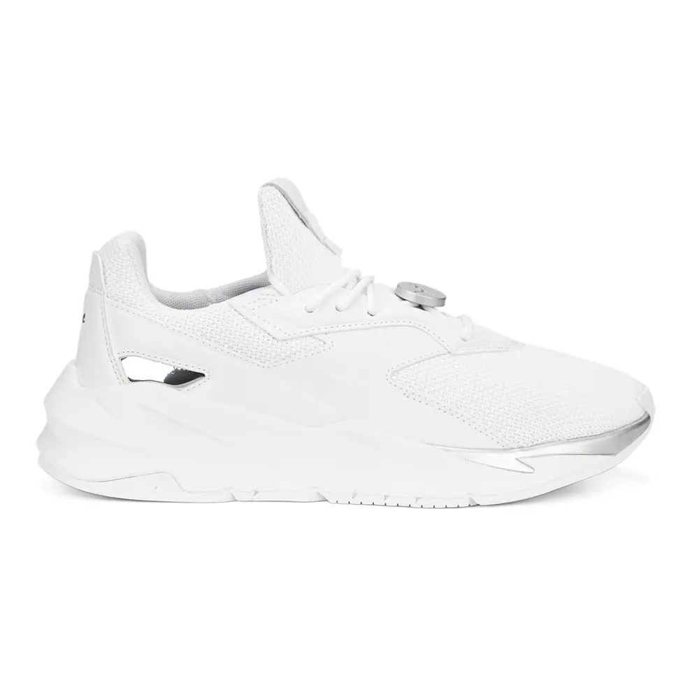 PUMA Womens Fier Nitro Metallic Lace Up Sneakers Shoes Casual - White PUMA Womens Fier Nitro Metallic Lace Up Sneakers Shoes Casual - White