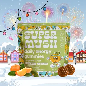 SuperMush Daily Energy Gummies 28 Count | Tangerine Crush Flavor | Sugar-Free Caffeine-Free | USA Made Mushroom Supplement with Cordyceps, Lion’s Mane, Rhodiola & Panax Ginseng | Non-GMO Vegan Gluten-Free Dietary Supplement