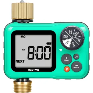 Sprinkler Timer with Brass Inlet & Outlet, 3 Separate Programs Hose Timer, Programmable Timer for, Manual |   Rain Delay |   System for Drip Irrigation and Lawn