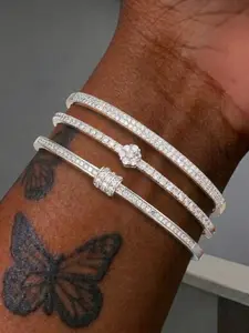 3-Piece Copper Zircon Jewelry Set for Women, Fashionable Daily Wear Bracelets, Perfect Gift for Holidays, Elegant Hand Chain Collection