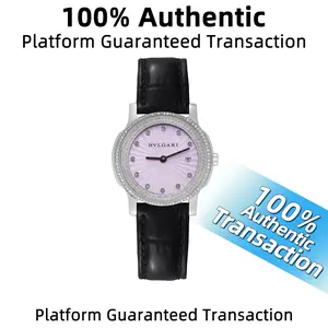 BVLGARI Solo Tempo Collection   Quartz Movement  Aftermarket Pink Sunburst Mother-of-Pearl Dial and Diamond-Set Bezel  29mm  Stainless Steel  Ladies’ Watch WHP035541