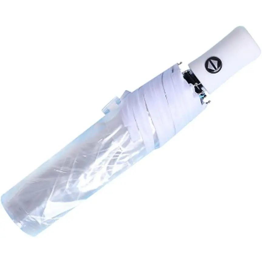 Full Automatic Folding Transparent Auto Open Close Umbrella Travel Umbrella Tri-fold Clear Rain Umbrella With Frosted Handle Clear Folding Umbrella Windproof