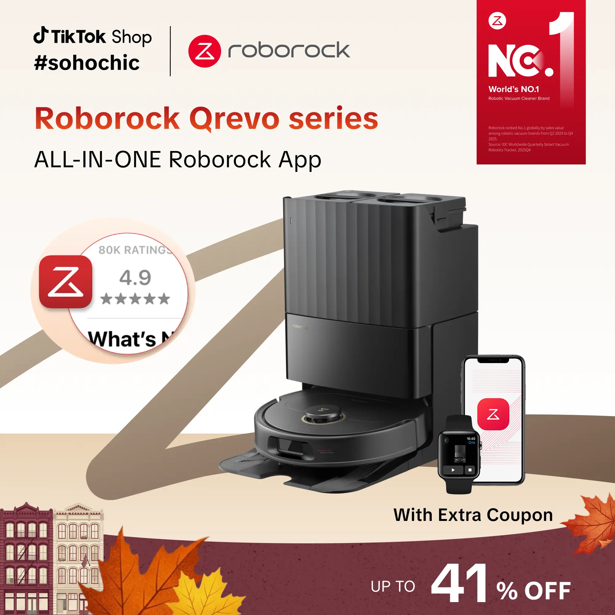 [SaleLink] Roborock Qrevo Series Robot Vacuum and Mop, 10,000Pa suction, Self-Drying, Auto Mop Washing, Self-Emptying & Refilling, 10mm Mop Lifting, Smart Obstacle Avoidance (QV 35S), Wireless, Self-Emptying Cut #tiktokshopstockup #roborocknewarrives