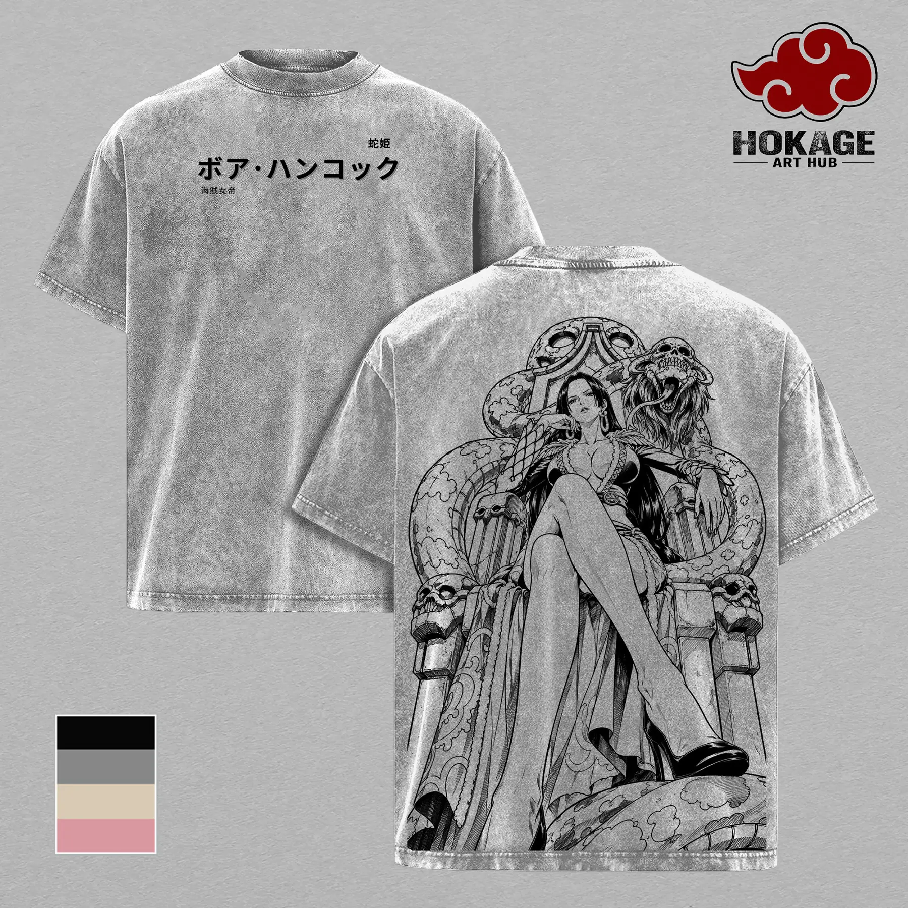 Boa Hancock Washed Tee, OP Anime Graphic Tee, Pirate Empress Shirt, Snake Princess Shirt, Vintage Washed Shirt, Manga Lover Gift Cotton Fabric