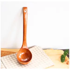 Large Wooden Soup Spoon Soup Ladle Heat Resistant Cutlery Tableware Serving