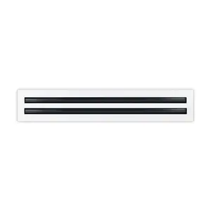 BUILDMART - 24" Linear Slot Diffuser - 2 Slot - Double Slot - White Decorative Aluminum Air Vent - Heating and Cooling Modern AC Vent Cover for Ceiling, Walls & Floors