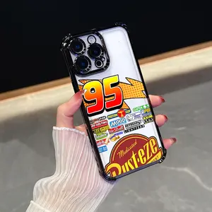 1 piece of Lightning McQueen phone case, electroplated four-corner shockproof Durable phone case, suitable for iPhone 17 Pro Max, compatible with the entire iPhone 17-7 series of phone cases, fashionable iPhone protective case Cover