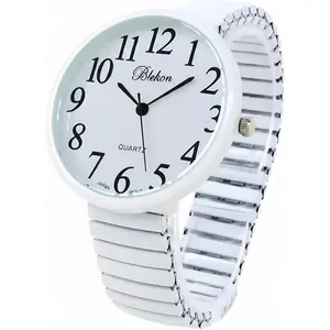Geneva Super Large Stretch Watch Clear Number Easy Read (White)