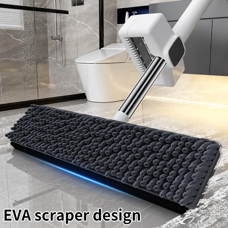 Hands-Free Flat Squeeze Mop with 4 Reusable 42cm Microfiber Pads & Mop Clip Set for Efficient Cleaning Ideal for Quick Floor Cleaning