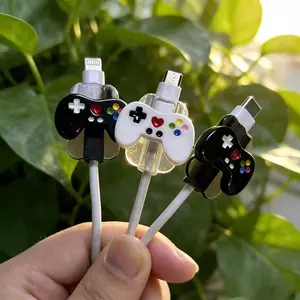 2pcs Game Console Pattern Cable Protector, Prevents Data Line Breakage, Fits Lightning/reader Type-C, Creative Design Gift Idea