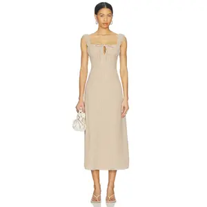 Stone Cold Fox x REVOLVE Leni Midi Dress in Taupe Gingham