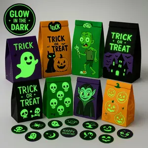 Halloween Candy Bags Glow-in-the-Dark Trick or Treat Bags | Party Supplies (48-Pack) kid halloween