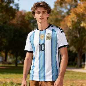2026 World Cup Argentina National Team Home White And Blue 10# Messi Short Sleeve Soccer Jersey Fans Version