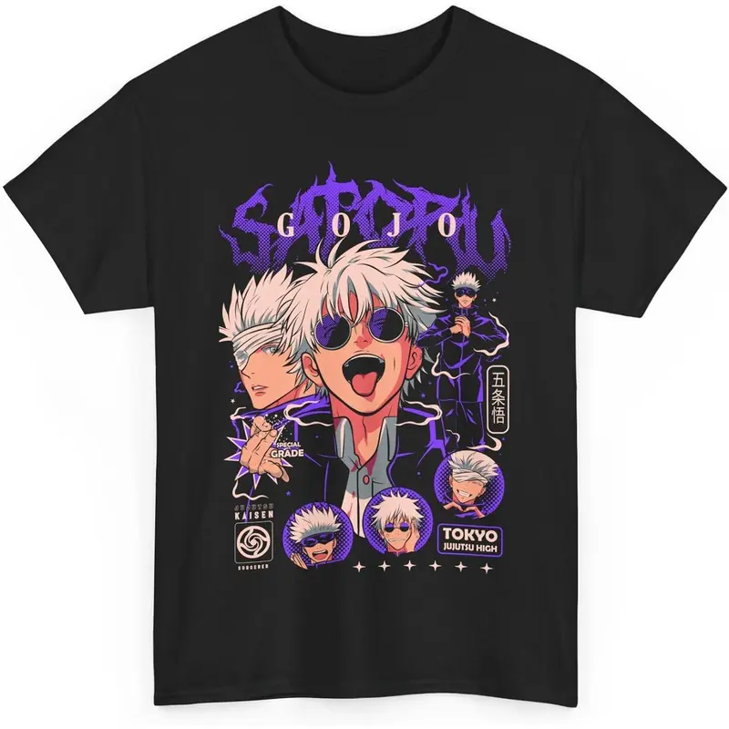 Jujutsu Gojo Anime T-Shirt Unisex Kaisen Satoru Anime Manga Japanese Cotton M-88 for adult youth  kids boys graphic Tees shirts funny vintage fashion Short Sleeve tops vacation outfits clothing