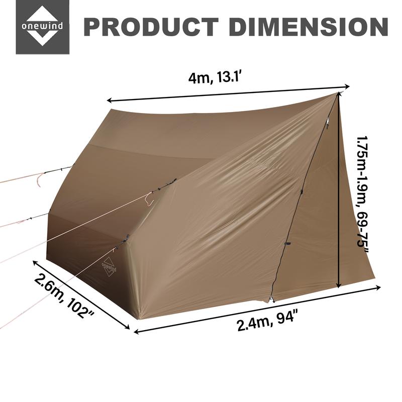 Onewind Blackthorn Ultralight Tarp Tent - Waterproof 4-Person Lightweight for Hammock Camping Backpacking Shelter Tent with Rain Fly & Fire Retardant