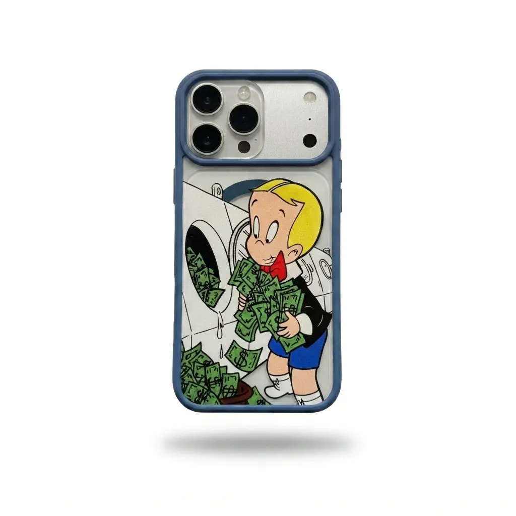 Richie Rich "Get Money" Cartoon Magnetic Shockproof Phone Case for iPhone 15 Pro Max/16 Pro Max/17 Pro Max & Galaxy S24 Ultra/S25 Ultra/S26 Ultra