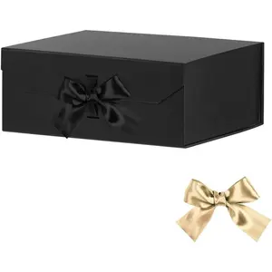 Black  Box Large 13x11x5.3 Inches, Black Box with Ribbon with Lid ic Closure, mas  Box,  Boxes for Present Graduation Stor (Matte Black)