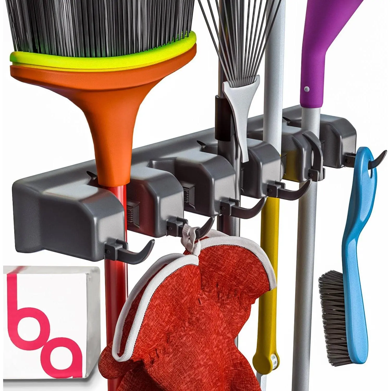 EXTRA GRIP Mop & Broom Holder Wall Mount - Wall Hanging Garden Tool & Utility Closet Organizer, Mop & Broom Hook, Broom Hanger Wall Mount, Mop Broom Organizer, Wall Mounted Broom Rack Mop Storage
