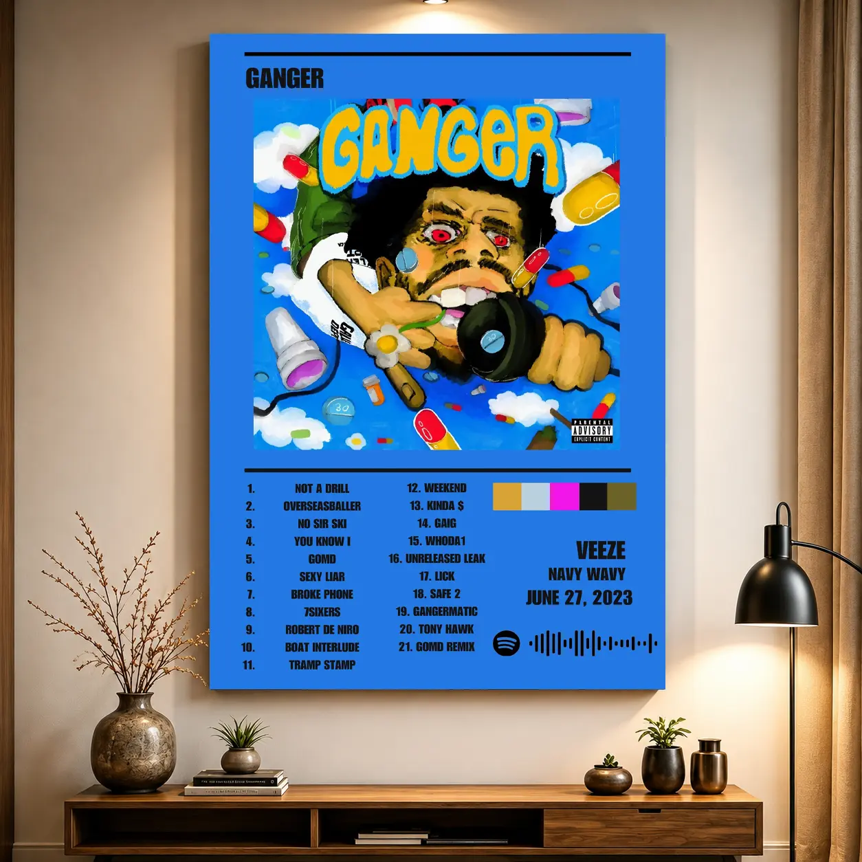 Vintage Hip Hop Music Album Canvas Poster, Ganger Style Rap Wall Art Print, Artistic Bedroom Dorm Studio Room Decor, Music Fan Boyfriend Gift Holiday Gift