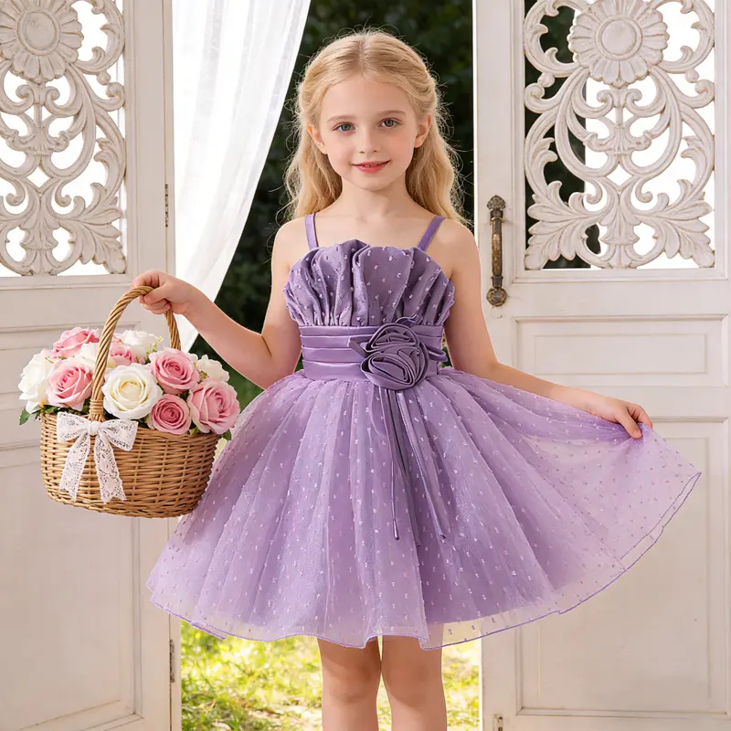 strapless open back dress Light Pink Flower Girl Dress with Tulle Skirt and Satin Bow Detail Plu –  WonderlandByLilian main image 0