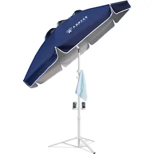 AMMSUN Shade Umbrella, Premium Portable Umbrella with Stand, 6.5ft Lightweight Free Standing Canopy for Sporting Games, Adjustable Instant Sun Protection and Easy to Carry, Navy Blue