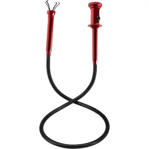 Flexible Claw Grabber Tool Claw Picker 24.4in, Bendable Hose Reacher Claw Pickup with LED Light, Long Handy Reaching Assist Tool for Litter Pick Home Sink Drain and Metal Small Items (Red)