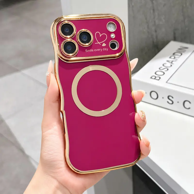 Cute Wavy Edge MagSafe Magnetic Phone Case for iPhone 18 Pro Max 17 16 15 14 13 12 11 Pro Max, Shockproof Soft TPU Protective Cover, Aesthetic Pastel Phone Case for Women Girls