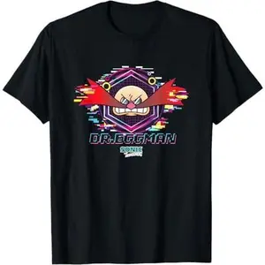 Sonic The Hedgehog Dr. Eggman Glitched Out Face Logo T-Shirt