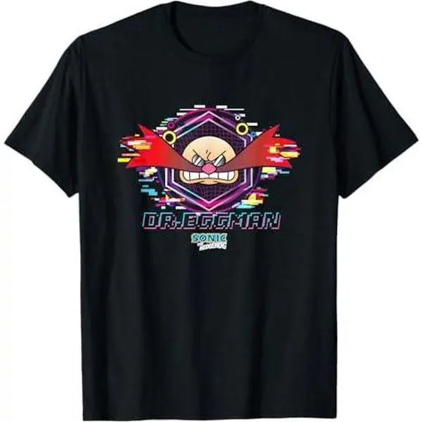 Sonic The Hedgehog Dr. Eggman Glitched Out Face Logo T-Shirt