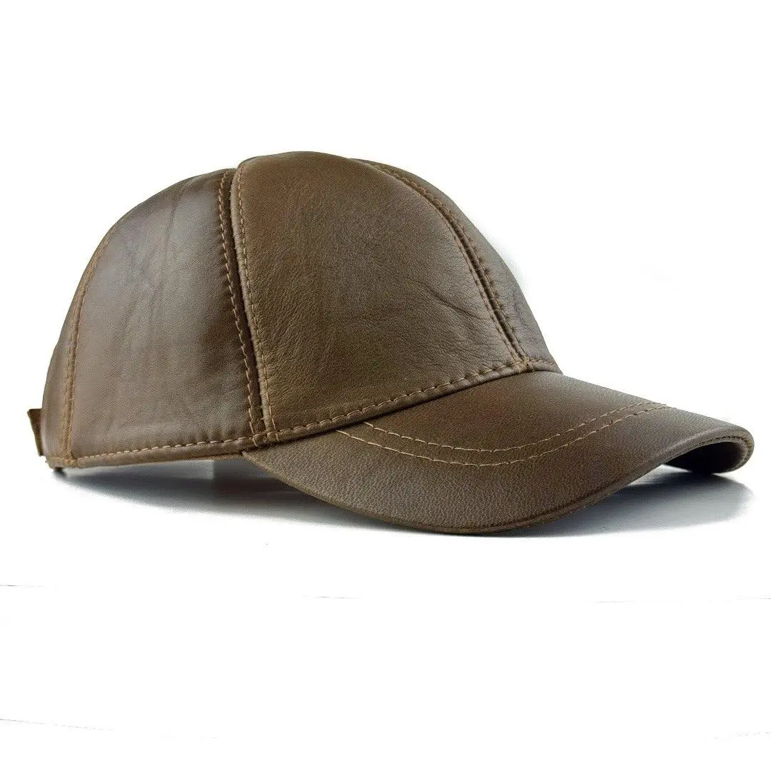 Lukkizara Unisex Genuine Lambskin Leather Baseball Cap - Outdoor Sports Hat with Visor Brim, Genuine Leather