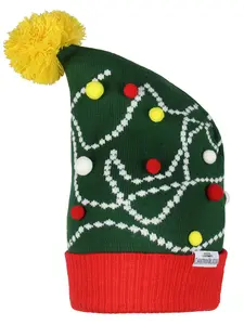 National Lampoon's Christmas Vacation Leaning Tree Squirrel Cuffed Pom Woven Beanie Hat