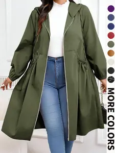 Plus Size Women's Casual Jacket, Long Sleeve Button Front Design, Loose Fit Fall & Winter Outerwear, Comfortable Daily Wear