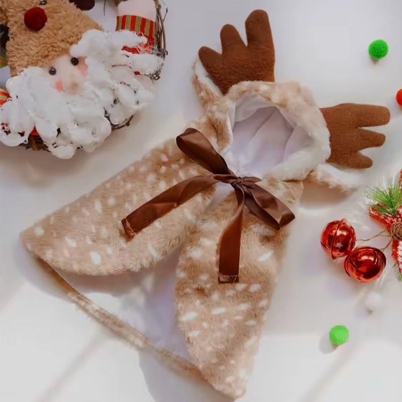 Cat and Dog Festive Reindeer Costume with Soft Plush Material and Adorable Antlers for Christmas Celebrations