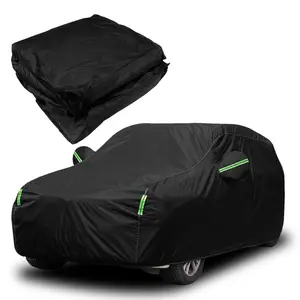 All-Weather Reflective Car Cover, Sun UV Rain Snow, Oxford Cloth Outdoor Car Cover, Fit for SUV (15.9-16.7FT) - black