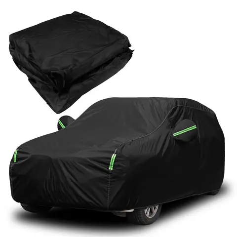 All-Weather Reflective Car Cover, Sun UV Rain Snow, Oxford Cloth Outdoor Car Cover, Fit for Sedan (15.4-16.7FT), SUV (15.9-16.7FT) - black