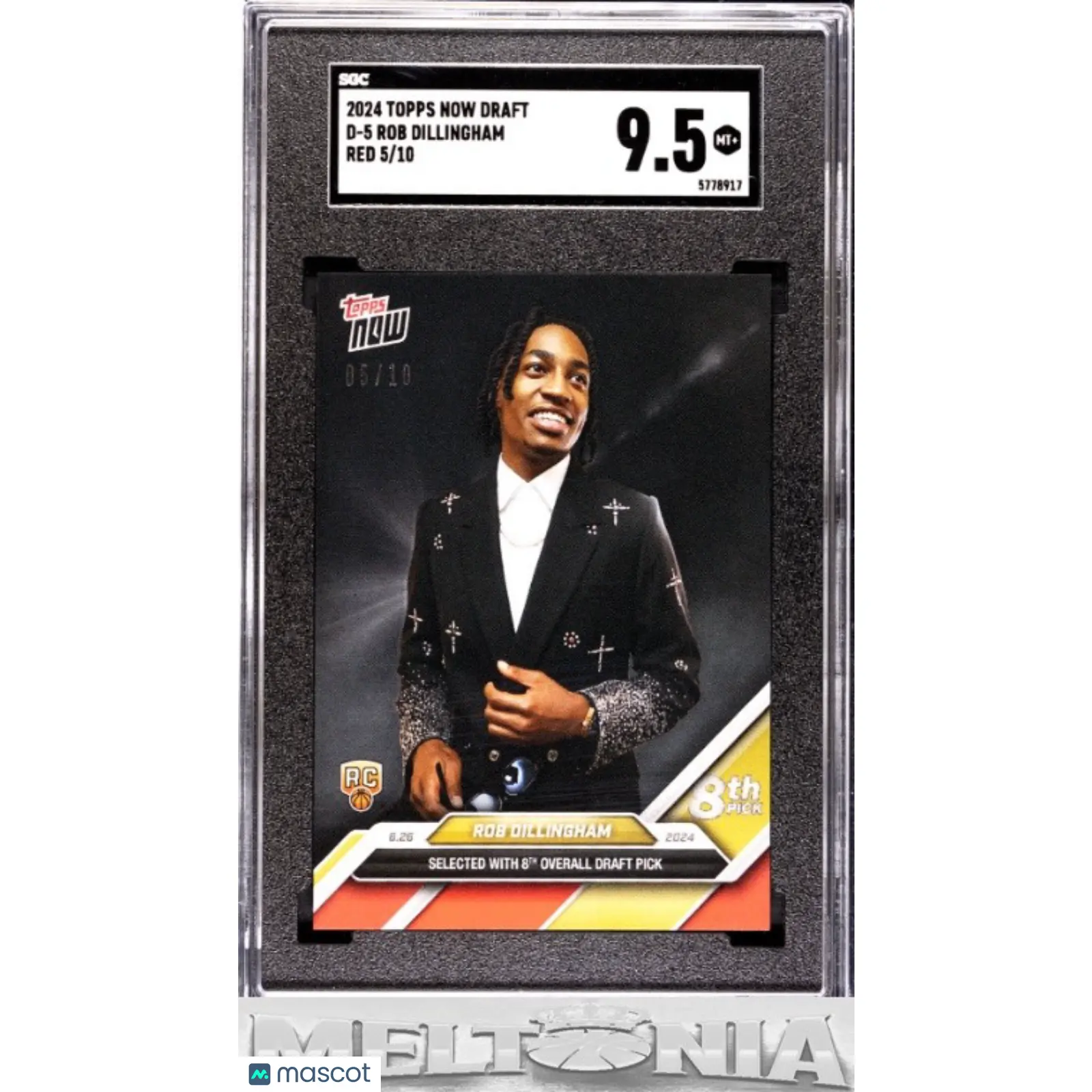 Rob Dillingham 2024-25 Topps Now #D-5 Red Parallel, #/10 Limited Edition, SGC 9.5 Graded Rookie Trading Card