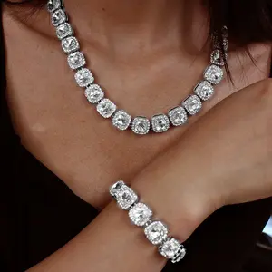 Hip Hop Hiphop Full Diamond Necklace 13mm Cube Rock Candy Stitching Cuba Necklace Bracelet Jewelry chain bling  neck jewelry