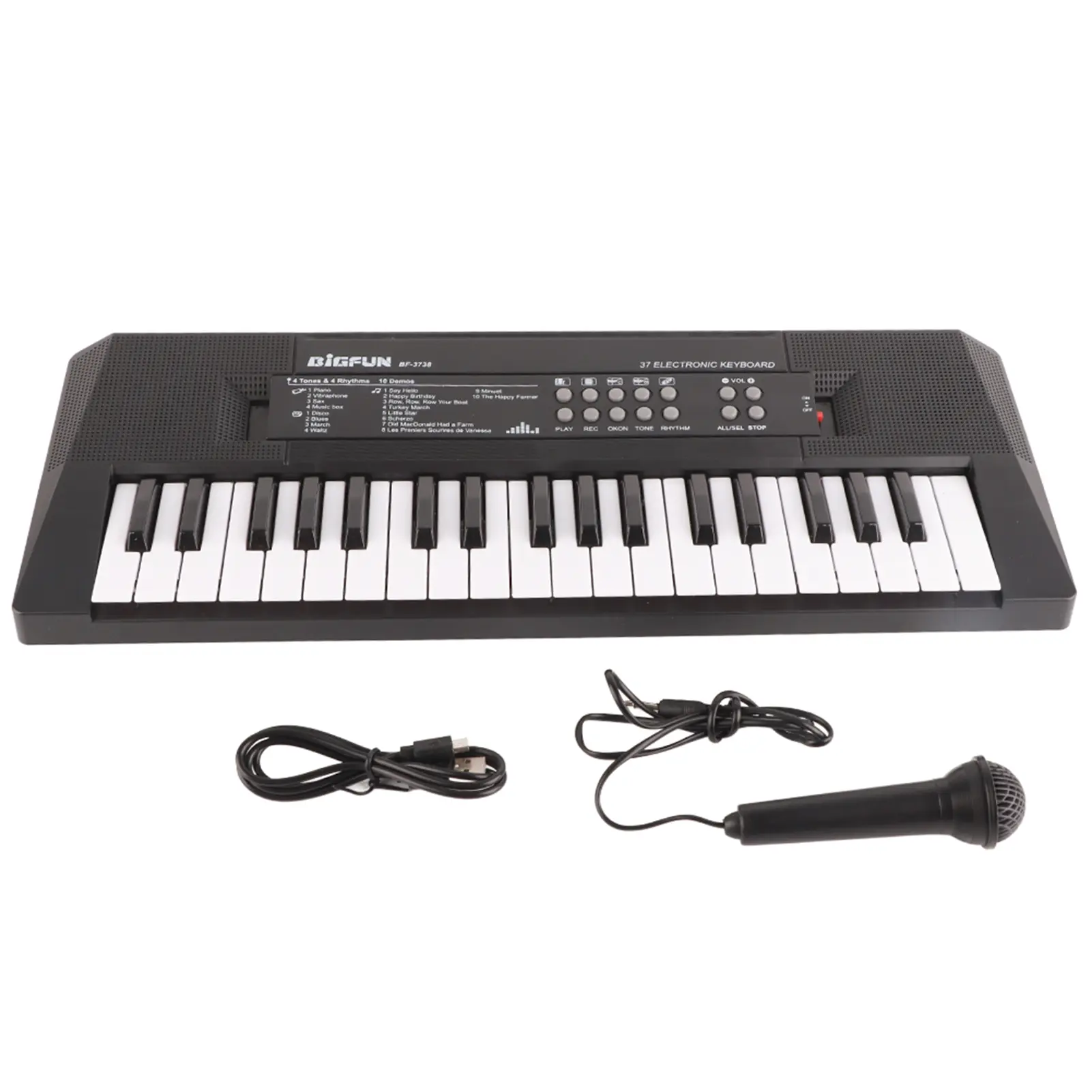 Plastic Compact 37-Key Kids' Electric Piano Keyboard, Educational Musical Toy Instrument with Microphone and Recording Function