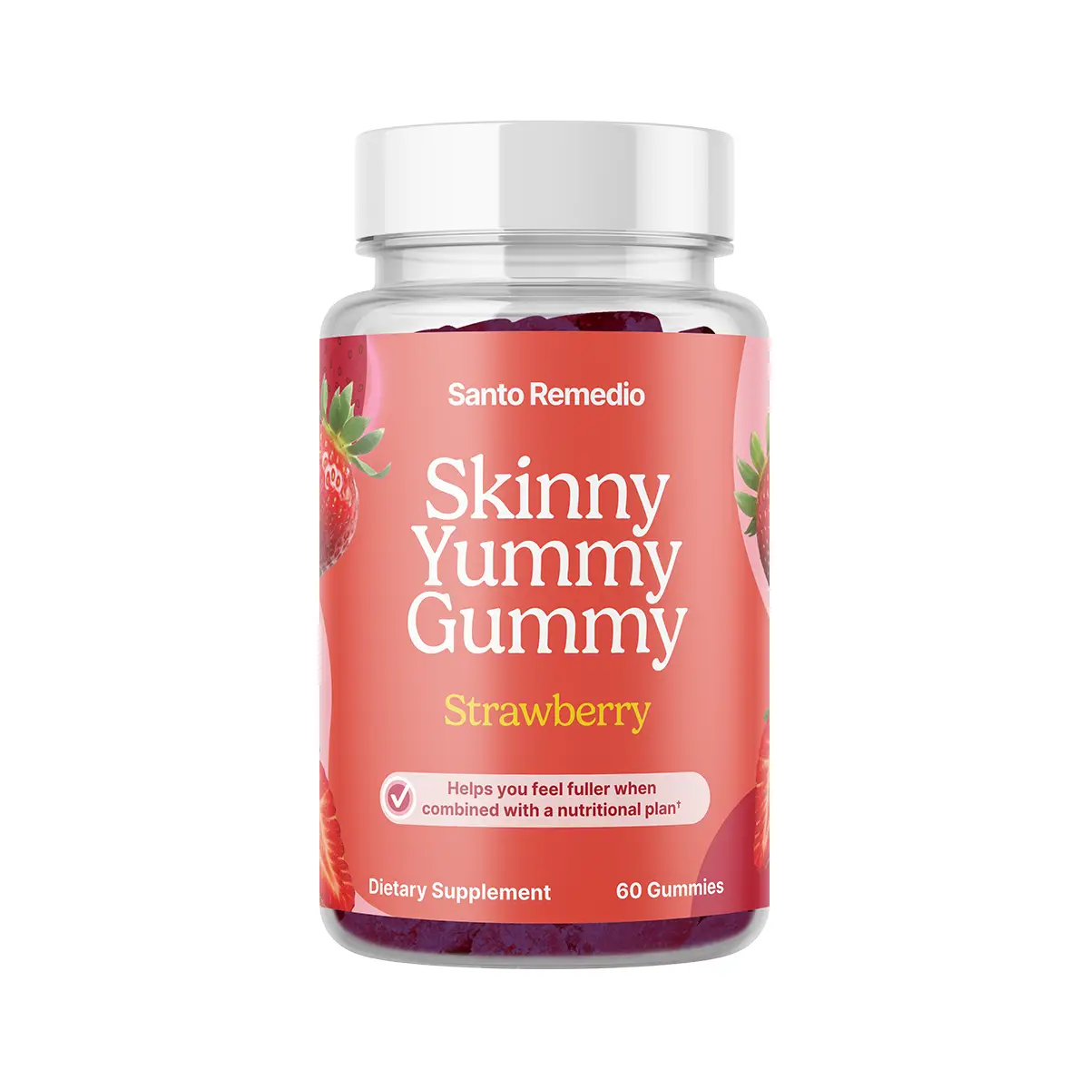 Santo Remedio, Entalla, Skinny Yummy Gummy, Nutritional Supplement, Gummy Fiber for Digestive Gut Support, 60 Fiber & Prebiotic Gummies, Strawberry Fl