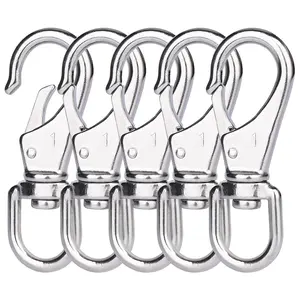304 Stainless Steel Swivel Hooks 5-Pack 3.4 in Diving Spring Clips Keychain Clip for Flagpole Rope Purses Pet Chain Dog Leashes Boat Anchor Rope Bird Feeder