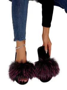 Women's Plush Soft Home Slippers with Comfortable Faux Fur Lining, Elegant Stylish Open Toe Design for Indoor Outdoor Wear, Perfect for Family & Casual Rubber, Warm Home Slippers