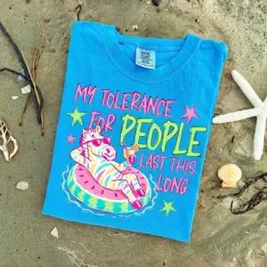 Comfort Colors Funny Zebra Shirt, My Tolerance For People Tee, Sarcastic Animal Graphic T-Shirt, Introvert Humor Shirt